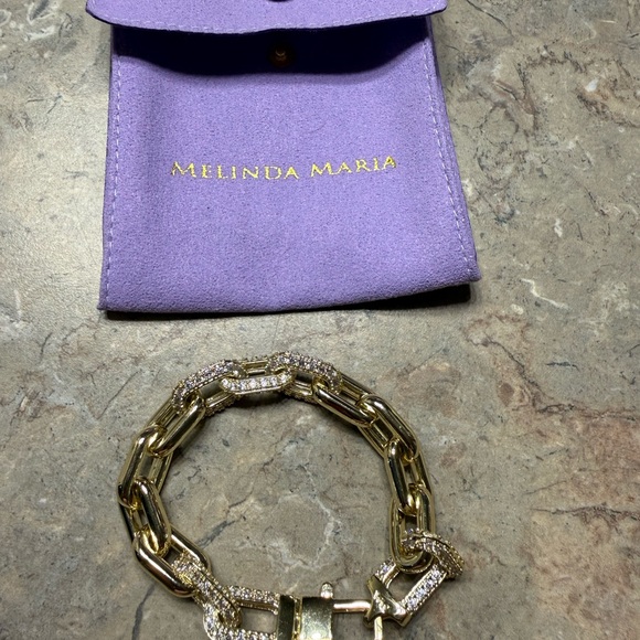 Melinda Maria Gold Frankie Pavé Chain Bracelet NEW - Picture 2 of 4